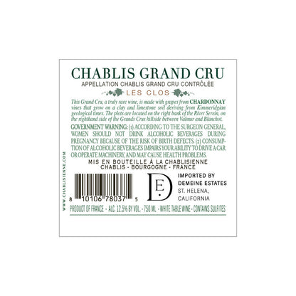 La Chablisienne Chablis Les Clos Grand Cru 2022 - 750ML - Back Label