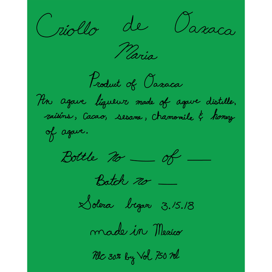 Criollo De Oaxaca Maria Liqueur 30 - 750ML - Front