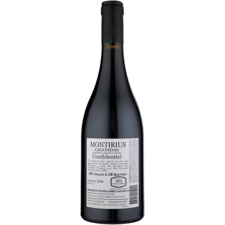 Montirius Gigondas Confidentiel 2016 - 750ML - Back