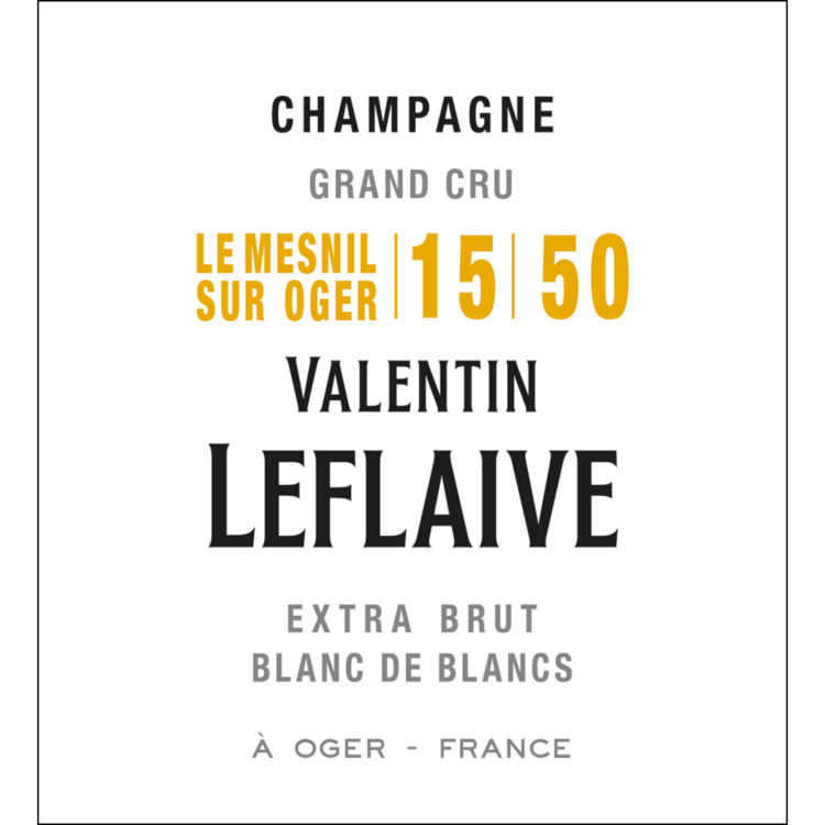 Valentin Leflaive Champagne Le Mesnil Sur Oger Extra Brut Blanc De Bla - 750ML - Front Label