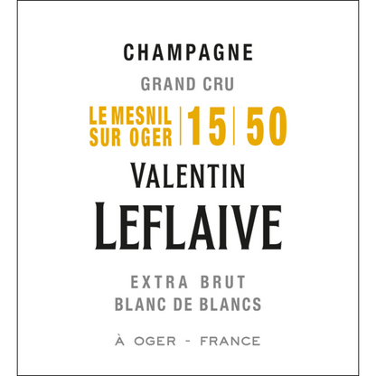 Valentin Leflaive Champagne Le Mesnil Sur Oger Extra Brut Blanc De Bla - 750ML - Front Label