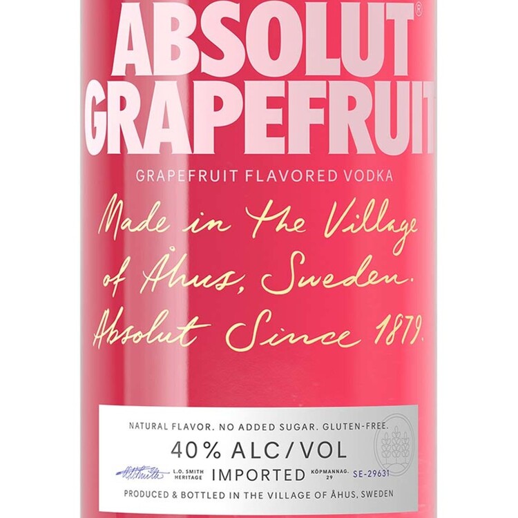 Absolut Grapefruit Flavored Vodka 80 - 1.0L - Front Label
