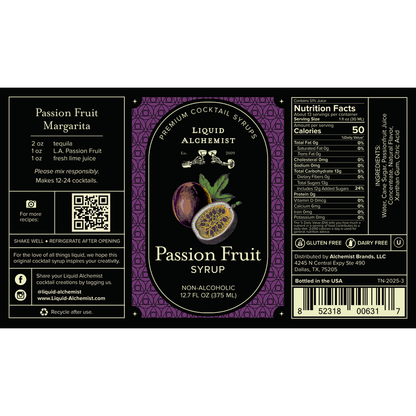 Liquid Alchemist Passion Fruit Syrup - 375ML - Front Label