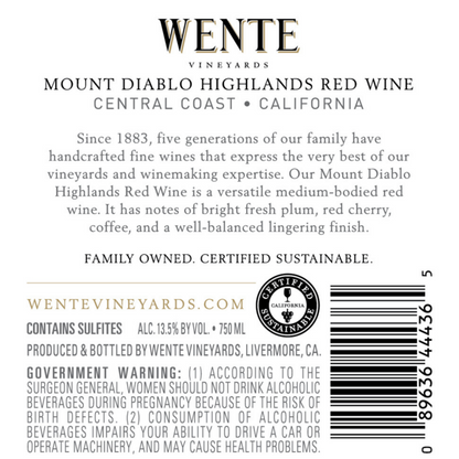 Wente Vineyards Red Wine Mount Diablo Highlands Central Coast - 750ML