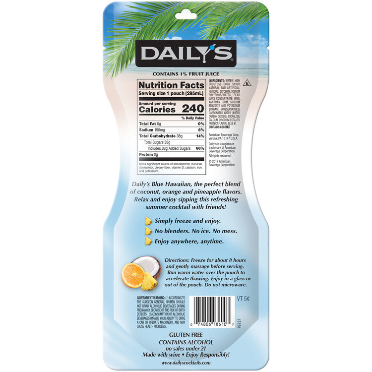 Daily'S Blue Hawaiian Wine Based Cocktail - 10 Z