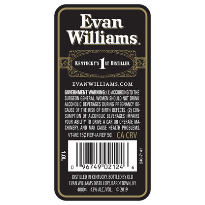 Evan Williams Straight Bourbon Black Label 86 - 1.0L - Back Label