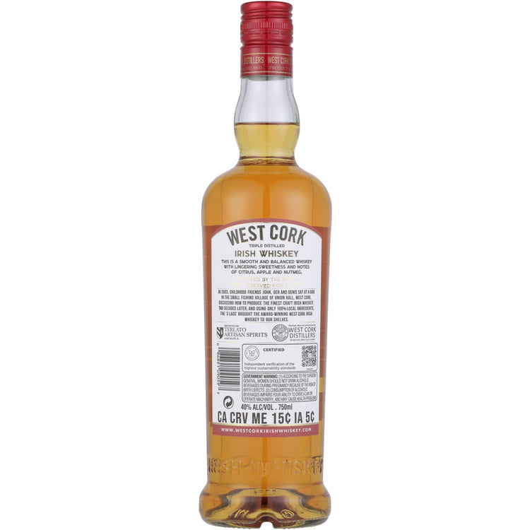 West Cork Blended Irish Whiskey Bourbon Cask Matured 80 - 750ML - Back
