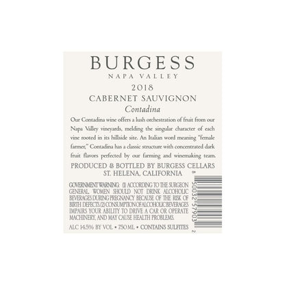 Burgess Cabernet Sauvignon Contadina Napa Valley 2018 - 750ML