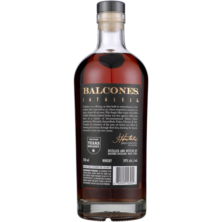 Balcones Malt Whiskey Cataleja 118 - 750ML - Back