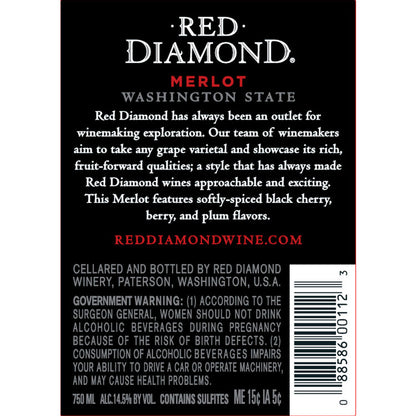 Red Diamond Merlot Washington - 750ML - Back Label