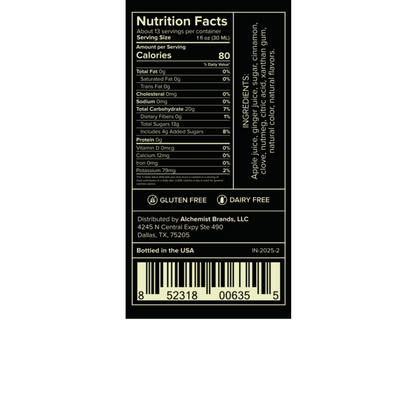 Liquid Alchemist Apple Spice Syrup - 375ML - Back Label
