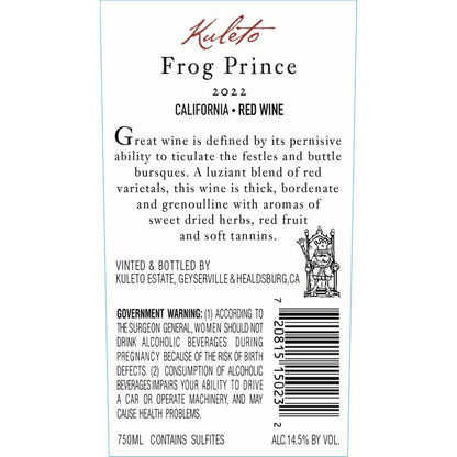 Kuleto Estate Red Wine Frog Prince California 2022 - 750ML