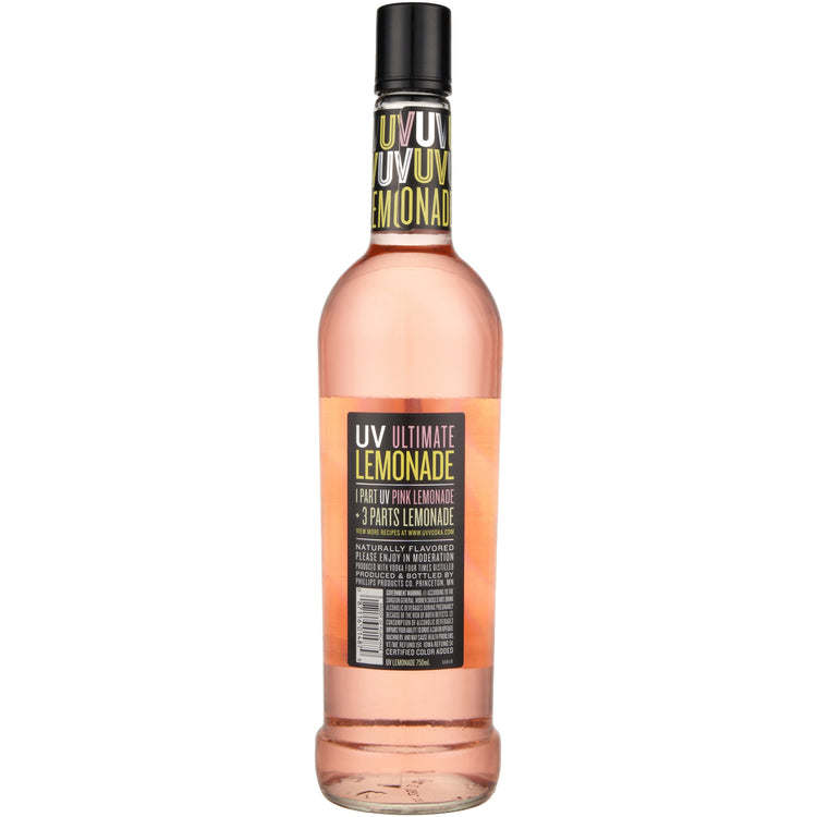 Uv Pink Lemonade Flavored Vodka 60 - 750ML - Back