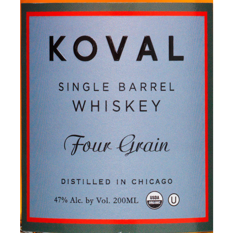 Koval Blended American Whiskey Single Barrel Four Grain 94 - 200ML - Front Label