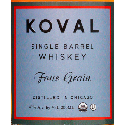 Koval Blended American Whiskey Single Barrel Four Grain 94 - 200ML - Front Label