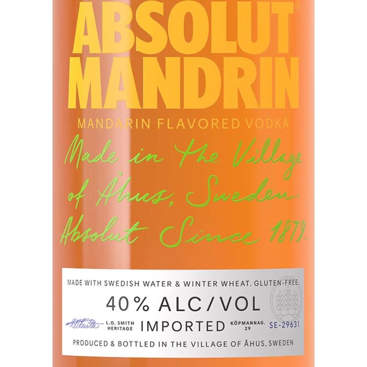 Absolut Orange Flavored Vodka Mandrin 80 - 375ML - Front Label