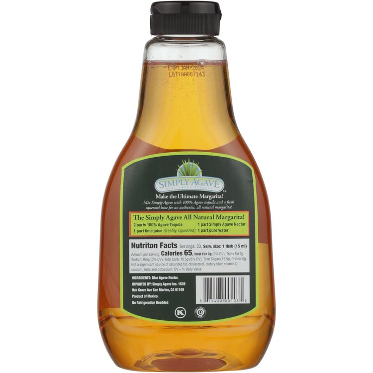 Simply Agave Light Agave Nectar Syrup - 500ML - Back