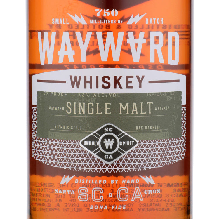 Wayward Single Malt Whiskey Small Batch 92 - 750ML - Front Label