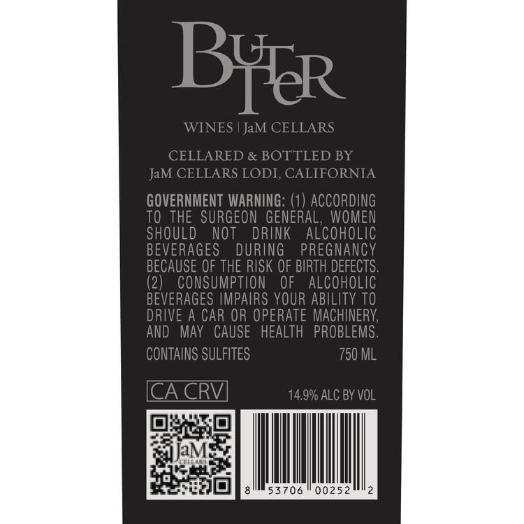 Butter Cabernet Sauvignon California - 750ML - Back Label