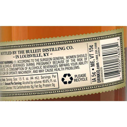 Bulleit Straight Bourbon Frontier Whiskey 10 Yr 91.2 - 750ML - Back Label