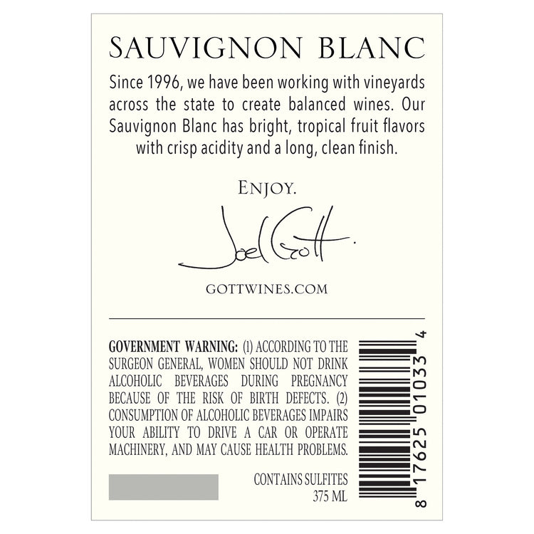 Joel Gott Sauvignon Blanc California 2022 - 375ML