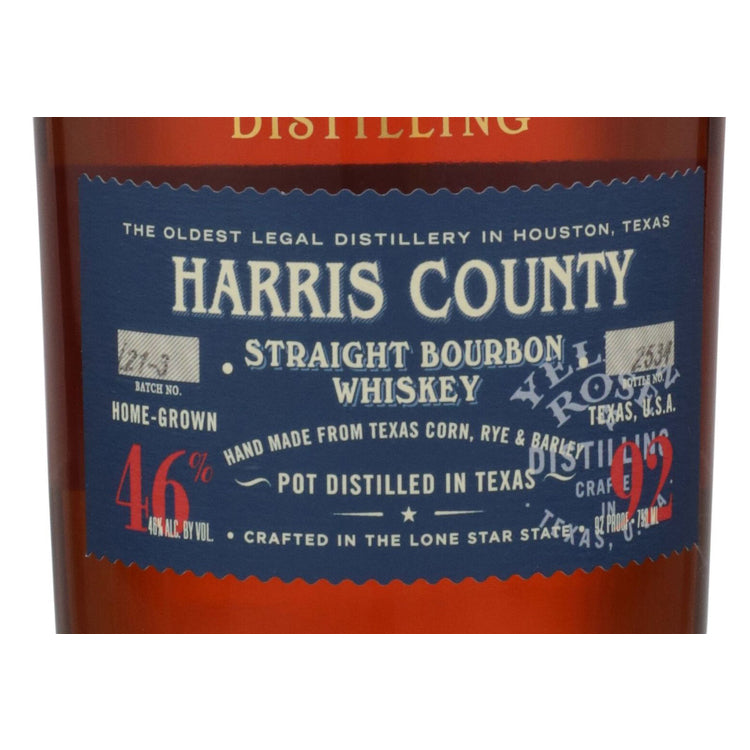 Yellow Rose Distilling Straight Bourbon Whiskey Harris County Pot Dist - 750ML - Front Label