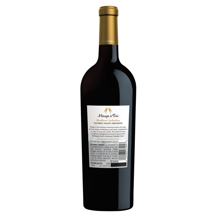 Menage A Trois Red Blend Northern Seduction Limited Release Columbia V - 750ML - Back