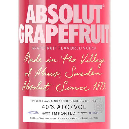 Absolut Grapefruit Flavored Vodka 80 - 750ML - Front Label