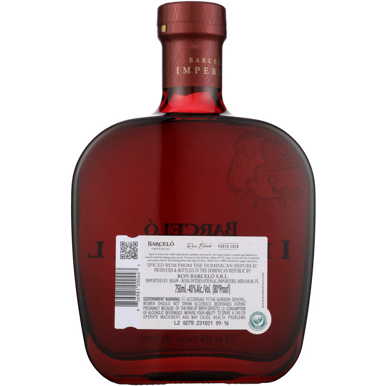 Ron Barcelo Aged Rum Imperial Rare Blends Porto Cask 80 - 750ML - Back