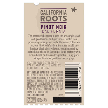California Roots Pinot Noir California - 1.5L - Back Label