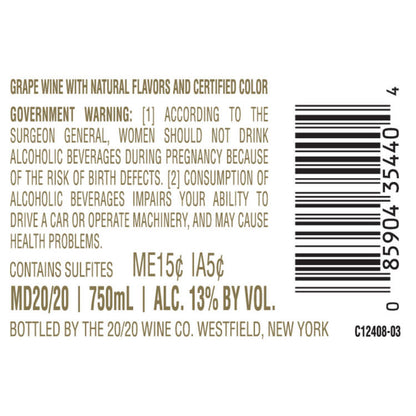Md 20/20 Blue Raspberry Flavored Wine - 750ML - Back