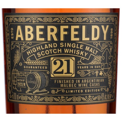 Aberfeldy Single Malt Scotch Finished In Argentinian Malbec Wine Cask - 700ML - Front Label