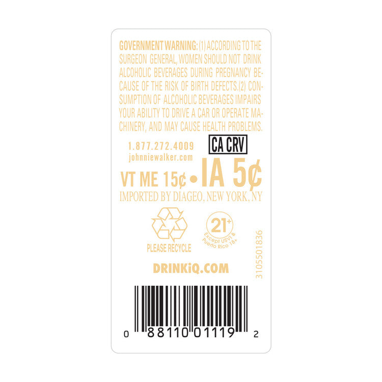 Johnnie Walker Blended Scotch Black Label 12 Yr 80 - 375ML - Back Label