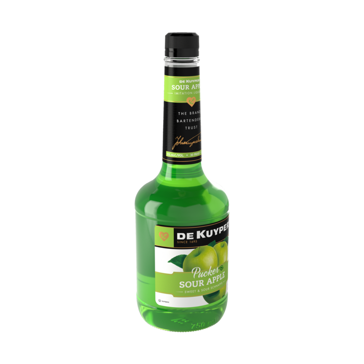 Dekuyper Sour Apple Schnapps Pucker 30 - 750ML - Front Label
