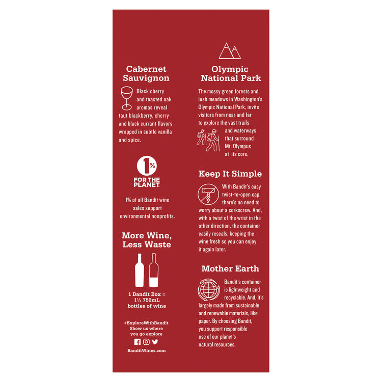 Bandit Cabernet Sauvignon American - 1.0L - Back Label