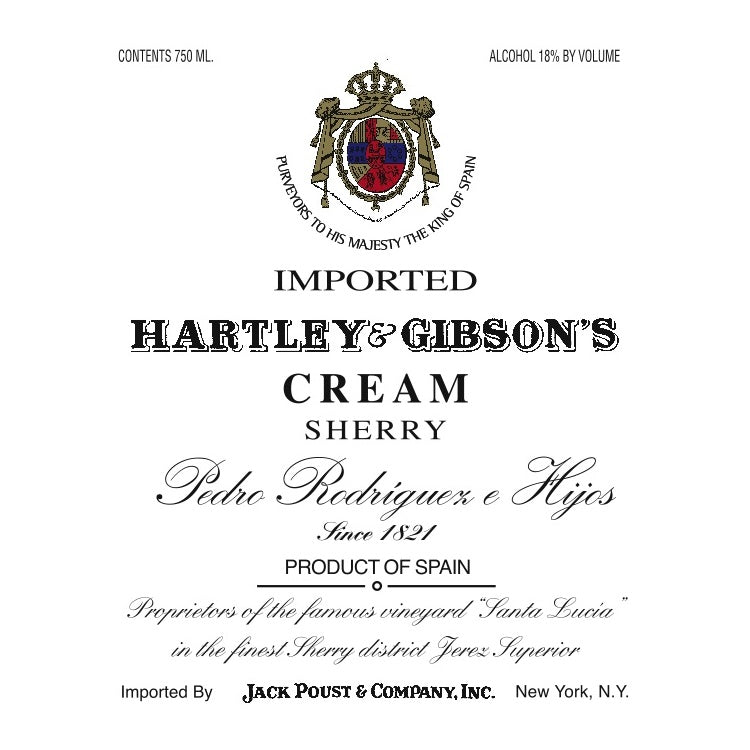 Hartley & Gibson Sherry Cream - 750ML - Front Label