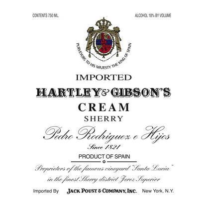 Hartley & Gibson Sherry Cream - 750ML - Front Label