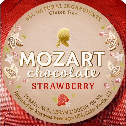 Mozart White Chocolate Strawberry Cream Liqueur 30 - 750ML - Front Label
