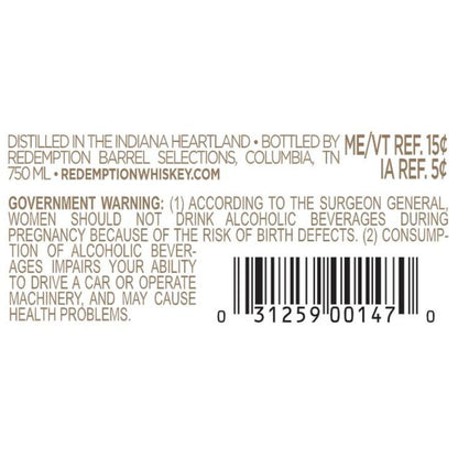 Redemption Straight Bourbon Barrel Proof 9 Yr 103.9 - 750ML
