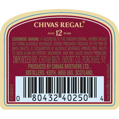 Chivas Regal Blended Scotch 12 Yr 80 No Carton - 750ML