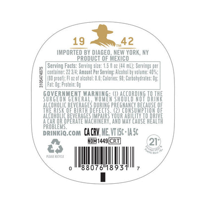Don Julio Tequila Blanco 80 - 1.0L - Back Label