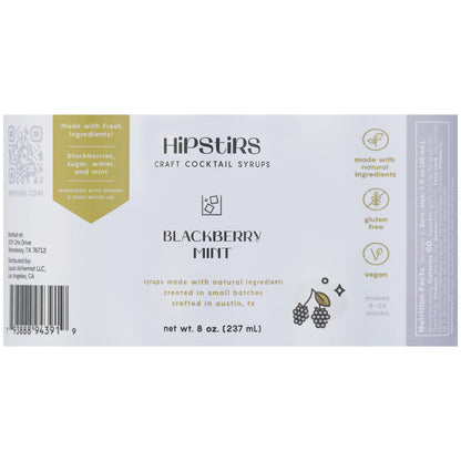 Hipstirs Syrup Blackberry Mint - 8 Z - Front Label