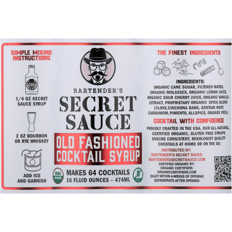 Bartenders Secret Sauce Syrup Old Fashioned - 16 Z - Front Label