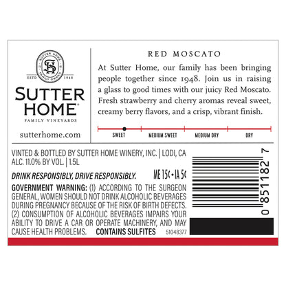 Sutter Home Red Moscato California - 1.5L - Back Label