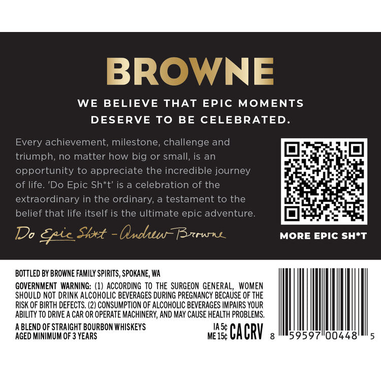 Do Epic Sh*T Bourbon 80 - 750ML - Back Label