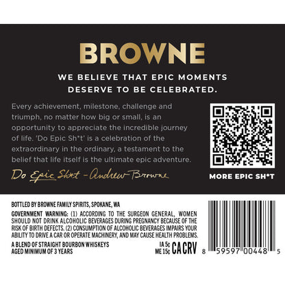 Do Epic Sh*T Bourbon 80 - 750ML - Back Label