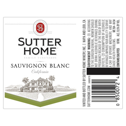 Sutter Home Sauvignon Blanc California - 187ML - Front Label