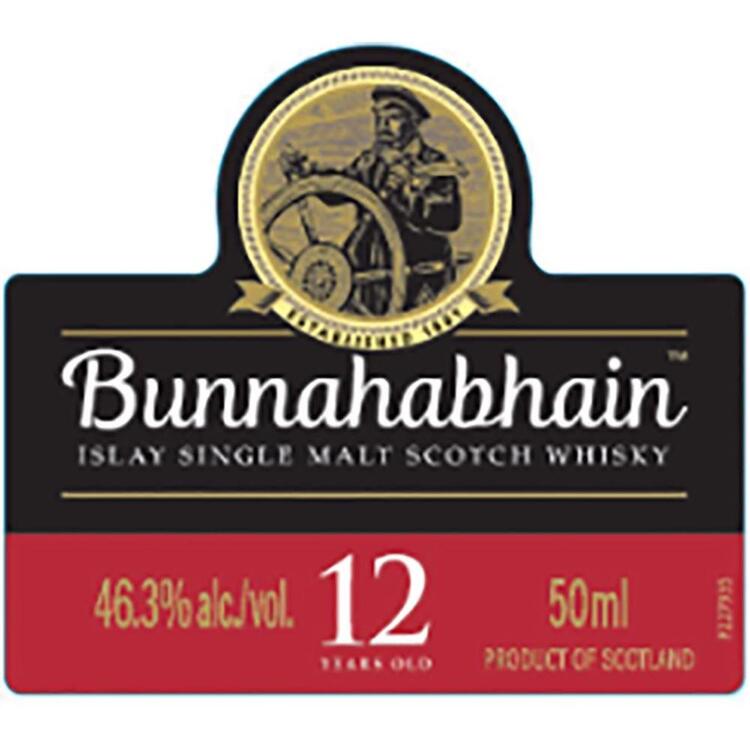 Bunnahabhain Single Malt Scotch 12 Yr 92.6 - 50ML - Front Label