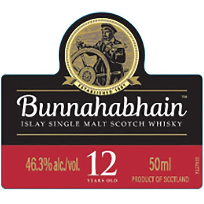 Bunnahabhain Single Malt Scotch 12 Yr 92.6 - 50ML - Front Label