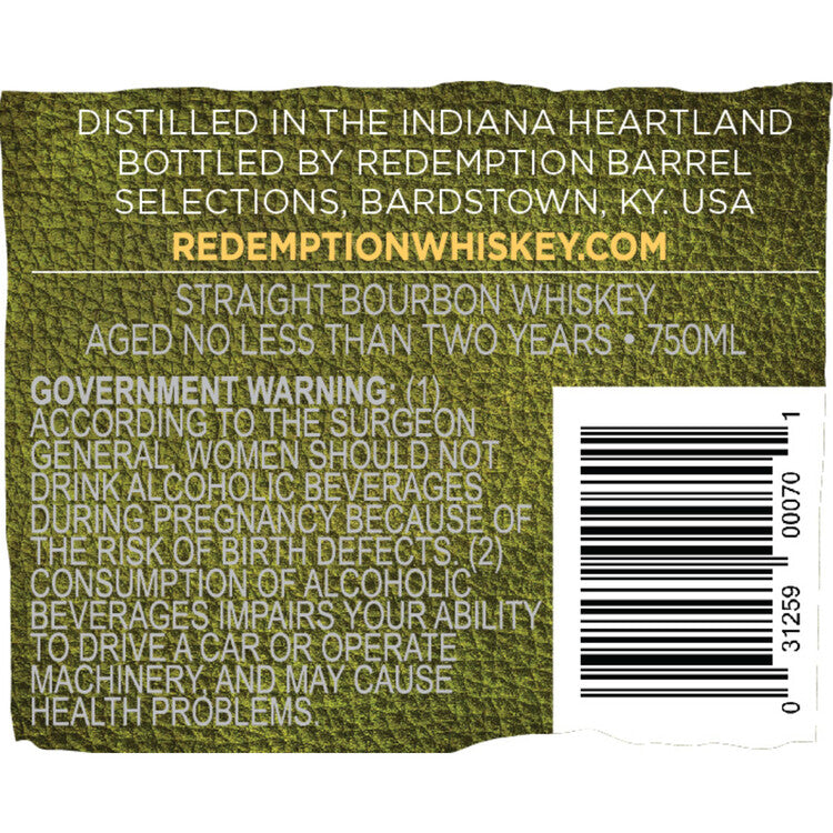 Redemption Straight Bourbon High Rye 92 - 750ML